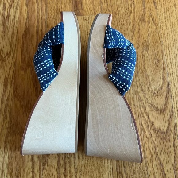 Loeffler Randall Taylor Wedge Sandals Womens blue 7 Knotted Upper EUC - Picture 5 of 8